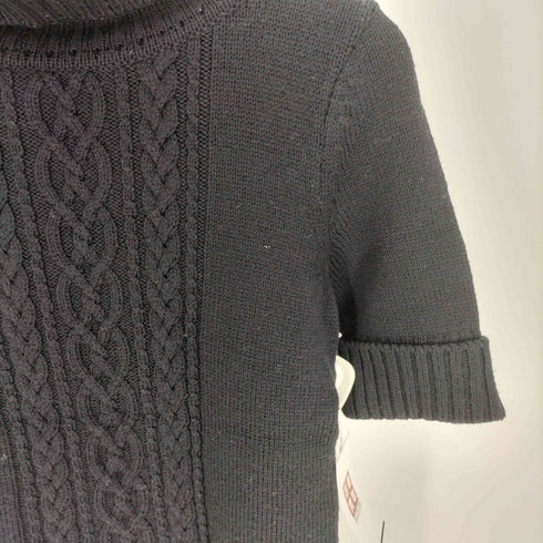 バーバリーロンドン BURBERRY LONDON 裾 ロゴ 同色刺繍 ウール タートルネック ケーブルニット S/S セーター レディース 2