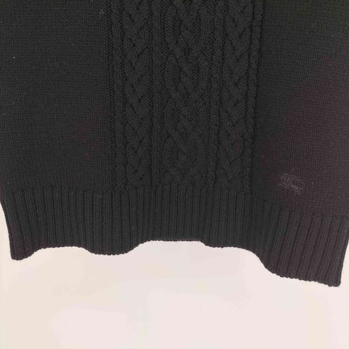 バーバリーロンドン BURBERRY LONDON 裾 ロゴ 同色刺繍 ウール タートルネック ケーブルニット S/S セーター レディース 2