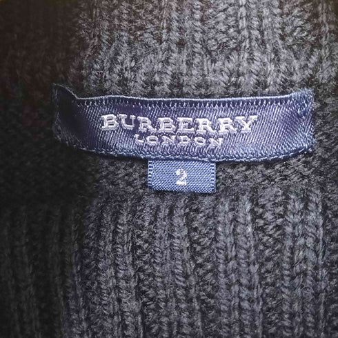 バーバリーロンドン BURBERRY LONDON 裾 ロゴ 同色刺繍 ウール タートルネック ケーブルニット S/S セーター レディース 2