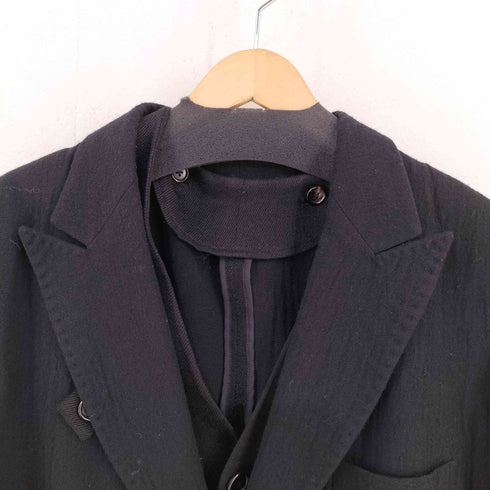 ヨウジヤマモトプールオム Yohji Yamamoto POUR HOMME 09AW 猛獣期 ライナーデザイン ピークドラペル テーラードジャケット メンズ JPN:4