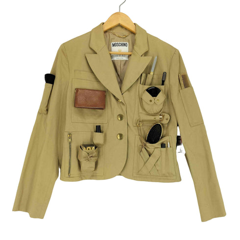 モスキーノ MOSCHINO MADE IN ITALY メイク道具収納ポケット付きサバイバルジャケット レディース ONE SIZE