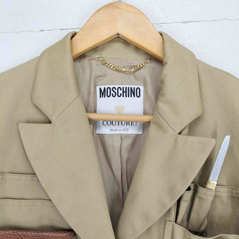 モスキーノ MOSCHINO MADE IN ITALY メイク道具収納ポケット付きサバイバルジャケット レディース ONE SIZE