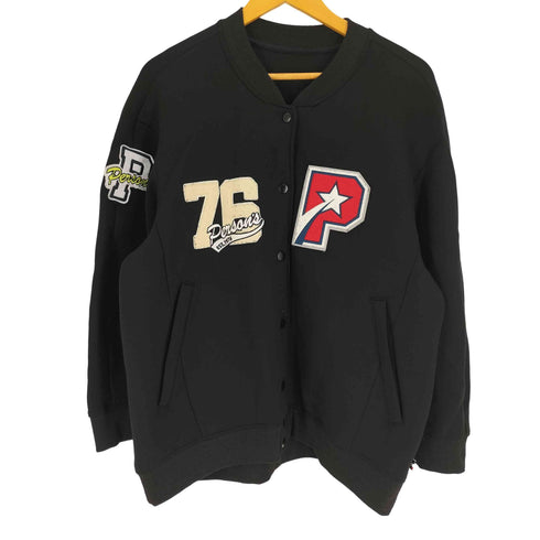PERSON'S NOBUO IKEDA ロゴ ワッペン レーヨン混 ポリ ナイロン スタジアム ジャケット スタジャン レディース JPN:M