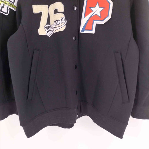 PERSON'S NOBUO IKEDA ロゴ ワッペン レーヨン混 ポリ ナイロン スタジアム ジャケット スタジャン レディース JPN:M