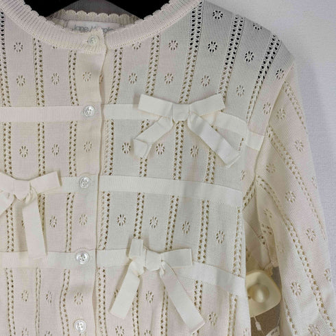 Jane Marple 23ss Eyelet knit & grosgrain ribbon cardigan レディース M