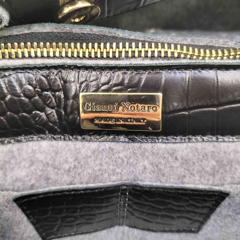 ジャンニノターロ GIANNI NOTARO イタリア製 2WAY クロコ型押し トート ショルダーバッグ レディース
