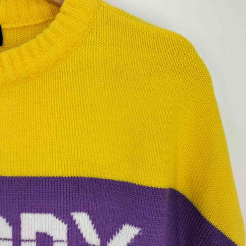 ノルディー nerdy フロントロゴ マルチカラー アクリルウール クルーネックニット メンズ import:M