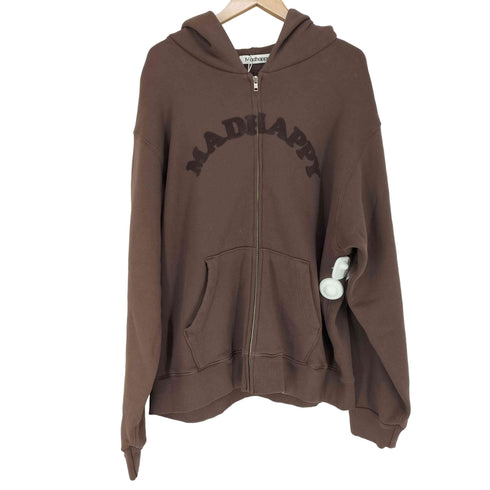 MADHAPPY. COOPER FLEECE ZIP UP HOODIE フロッキーロゴプリント ジップアップパーカー STREET メンズ