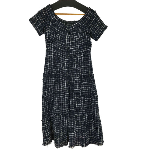 ザラ ZARA オフショルダーツイードドレスワンピース レディース import:M