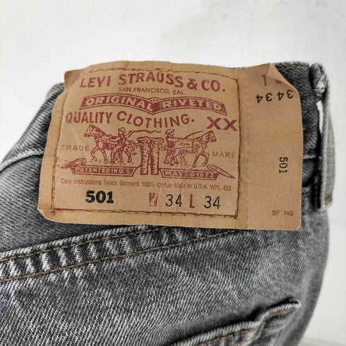 リーバイス Levis 501 00S USA製 ボタン裏553 先染め ブラックデニムハーフパンツ メンズ 34×34
