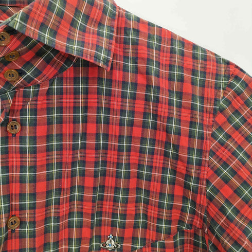 ヴィヴィアンウエストウッドマン Vivienne Westwood MAN オーブ刺繍 チェック半袖シャツ メンズ 46