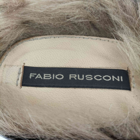 ファビオルスコーニ FABIO RUSCONI MADE IN ITALY ファーインナー ブラックレザーミュール レディース JPN:37