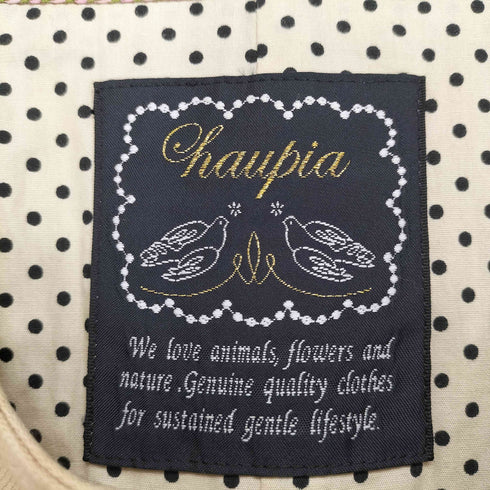 ハウピア haupia パールフラワーボタンノーカラーコート レディース