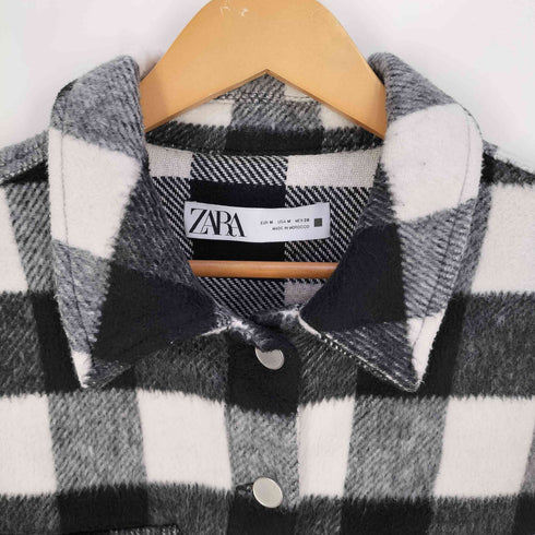ザラ ZARA Cropped Check Overshirt クロップド オーバーシャツ レディース import:M