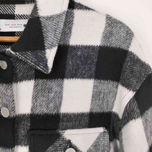 ザラ ZARA Cropped Check Overshirt クロップド オーバーシャツ レディース import:M