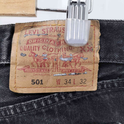 リーバイス Levis USA製 90s 97年製 ボタン裏522 501 ボタンフライ先染めブラックデニム メンズ W34L32