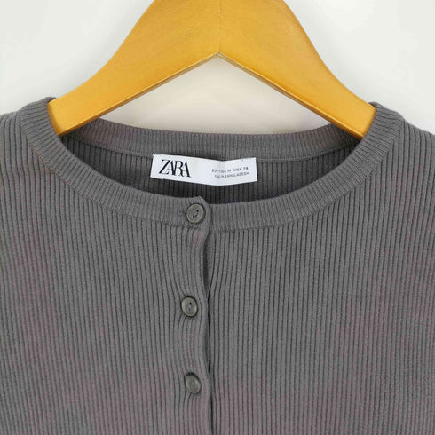 ザラ ZARA Cropped Ribbed Cardigan クロップド リブニットカーディガン レディース import:M