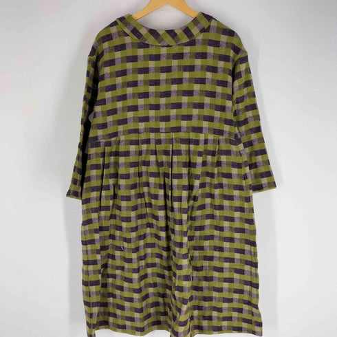 ホコモモラ Jocomomola 22aw 2WAY Alineado 起毛チェックワンピース レディース 40