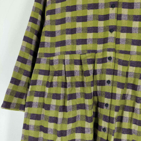 ホコモモラ Jocomomola 22aw 2WAY Alineado 起毛チェックワンピース レディース 40