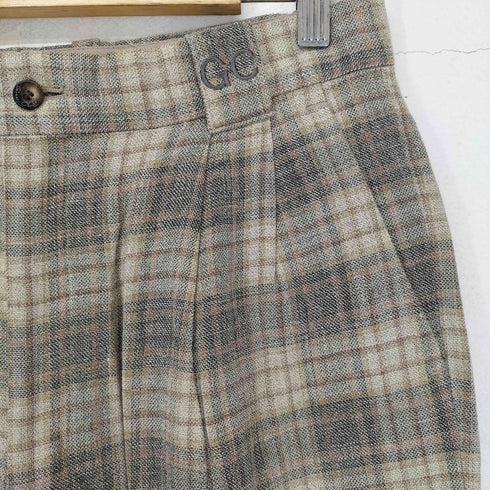 green clubs チェック柄 レーヨンリネン混2タックスラックスパンツ メンズ 82