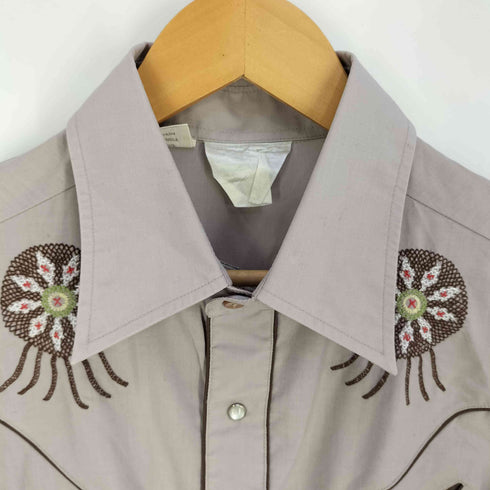 ケニントン kennington 70s ネイティブインディアン 刺繍 ポリコットン ウエスタンシャツ メンズ import:L