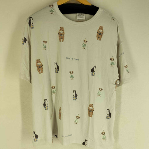 ジェラートピケ gelato pique アニマルパーティー柄Tシャツ アニマルパーティー柄ロングパンツ セットアップ レディース ONE SIZE