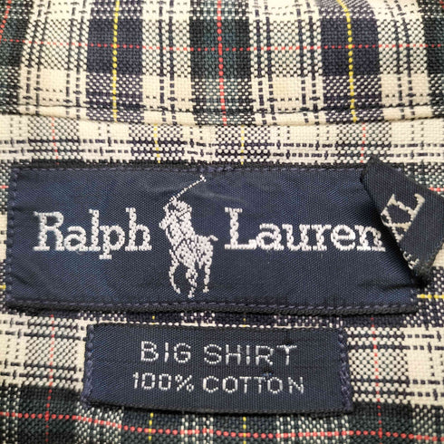 ラルフローレン RALPH LAUREN BIG SHIRT チェック柄オーバーサイズボタンダウンシャツ メンズ XL