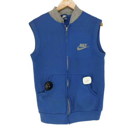 ナイキ NIKE 80S 紺タグ MADE IN USA ロゴプリントスウェットベスト EMARジッパー メンズ import:S