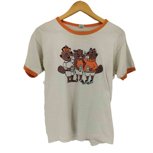 チャンピオン Champion 80S USA製 トリコタグ プリント リンガーTシャツ メンズ import:M