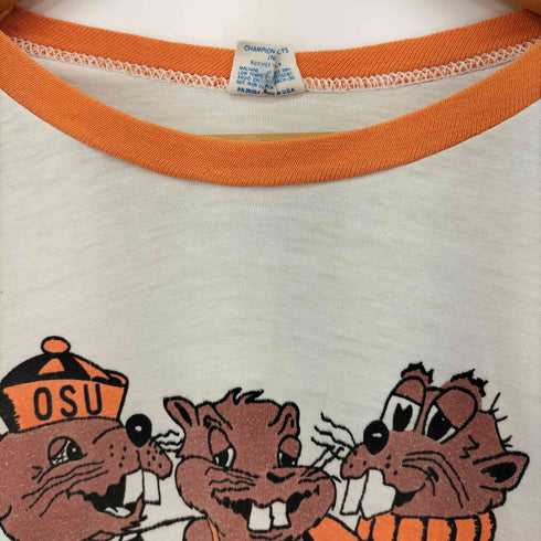 チャンピオン Champion 80S USA製 トリコタグ プリント リンガーTシャツ メンズ import:M