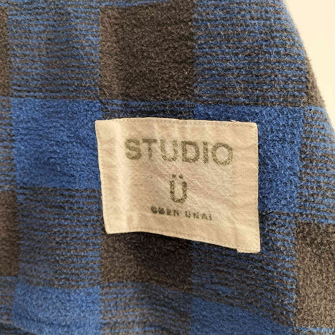 STUDIO U バッファローチェックバックカットアウトネルシャツジャケット メンズ