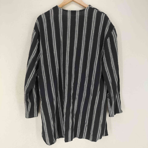 HENRI BENDEL ストライプリネンシャツジャケット 貝ボタン import レディース