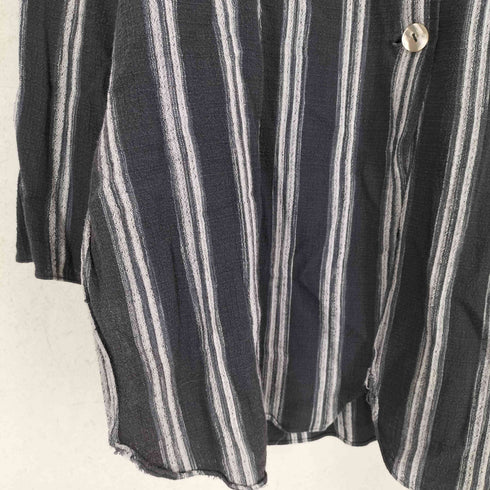 HENRI BENDEL ストライプリネンシャツジャケット 貝ボタン import レディース