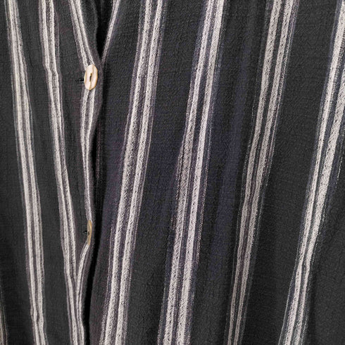 HENRI BENDEL ストライプリネンシャツジャケット 貝ボタン import レディース