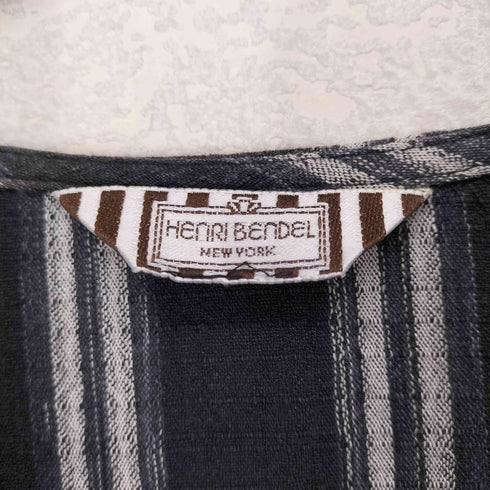HENRI BENDEL ストライプリネンシャツジャケット 貝ボタン import レディース