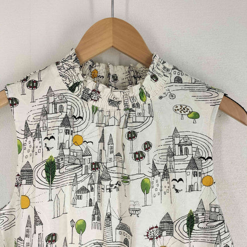 ホコモモラ Jocomomola Hallstatt 街並みプリント ノースリーブワンピース レディース 40