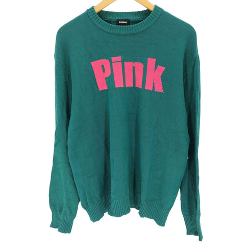 ディーゼル DIESEL Pinkプリント クルーネックコットンニット メンズ