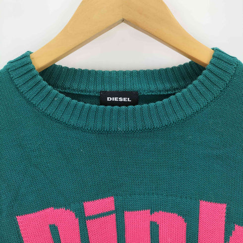 ディーゼル DIESEL Pinkプリント クルーネックコットンニット メンズ