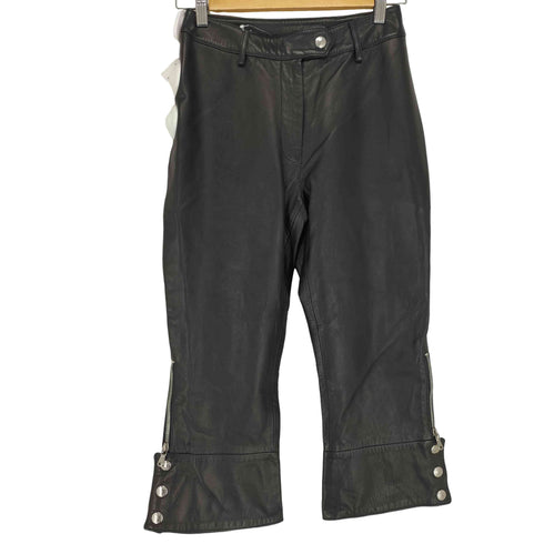ドルチェアンドガッバーナ DOLCE&GABBANA 裾ジップボタンレザーパンツ レディース 42