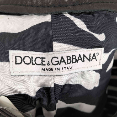 ドルチェアンドガッバーナ DOLCE&GABBANA 裾ジップボタンレザーパンツ レディース 42