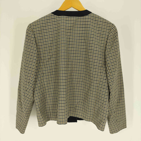 アクアスキュータム AQUASCUTUM 5B ガンクラブチェック ノーカラー 比翼 ジャケット レディース