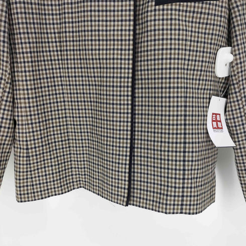アクアスキュータム AQUASCUTUM 5B ガンクラブチェック ノーカラー 比翼 ジャケット レディース