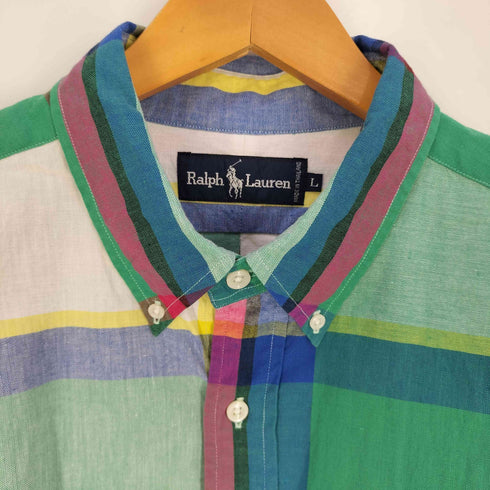 ラルフローレン RALPH LAUREN ポニー刺繍 チェック コットン ボタンダウンシャツ メンズ import:L