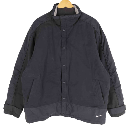 ナイキ NIKE 00S 黒タグ 裏地キルティング リップストップナイロン切り替え 刺繍 スタンドカラーブルゾン メンズ import:L