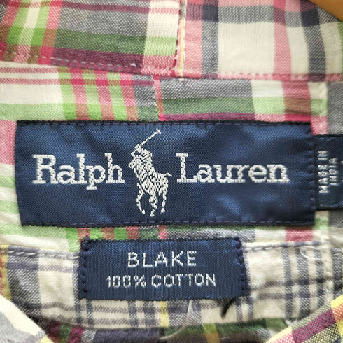ラルフローレン RALPH LAUREN BLAKE スモールポニー刺繍チェック柄パッチワークシャツ メンズ JPN:L