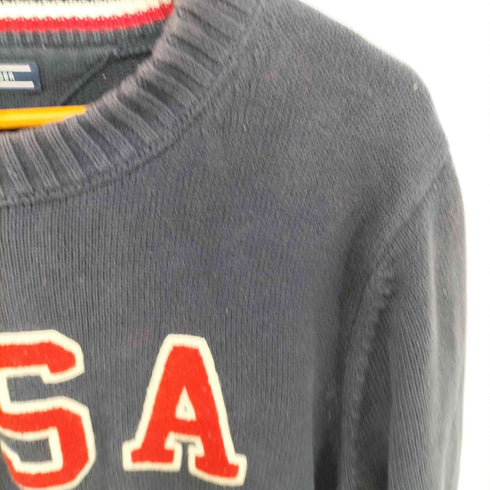 トミーヒルフィガー TOMMY HILFIGER USA ワッペン クルーネックコットンニット メンズ import:XL