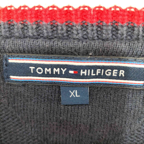 トミーヒルフィガー TOMMY HILFIGER USA ワッペン クルーネックコットンニット メンズ import:XL
