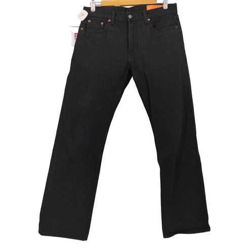 JEAN SHOP Men's Rocker 赤耳 ブラック デニム ストレート パンツ メンズ W32
