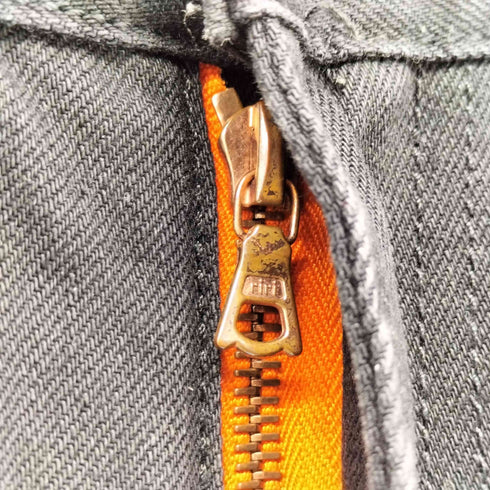 JEAN SHOP Men's Rocker 赤耳 ブラック デニム ストレート パンツ メンズ W32