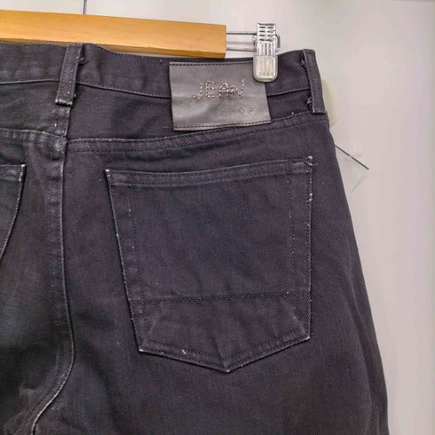 JEAN SHOP Men's Rocker 赤耳 ブラック デニム ストレート パンツ メンズ W32